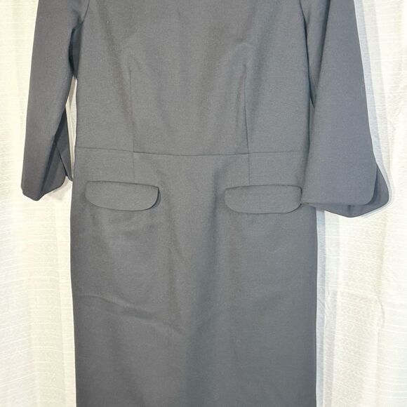 Pendleton virgin wool  Black Sheath Dress Bateau Neck 3/4 Sleeve size 10 - Picture 3 of 9